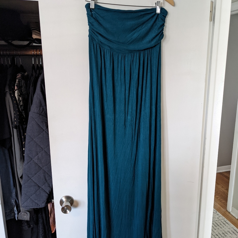 Gabriella Rocha Teal Strapless Maxi Dress